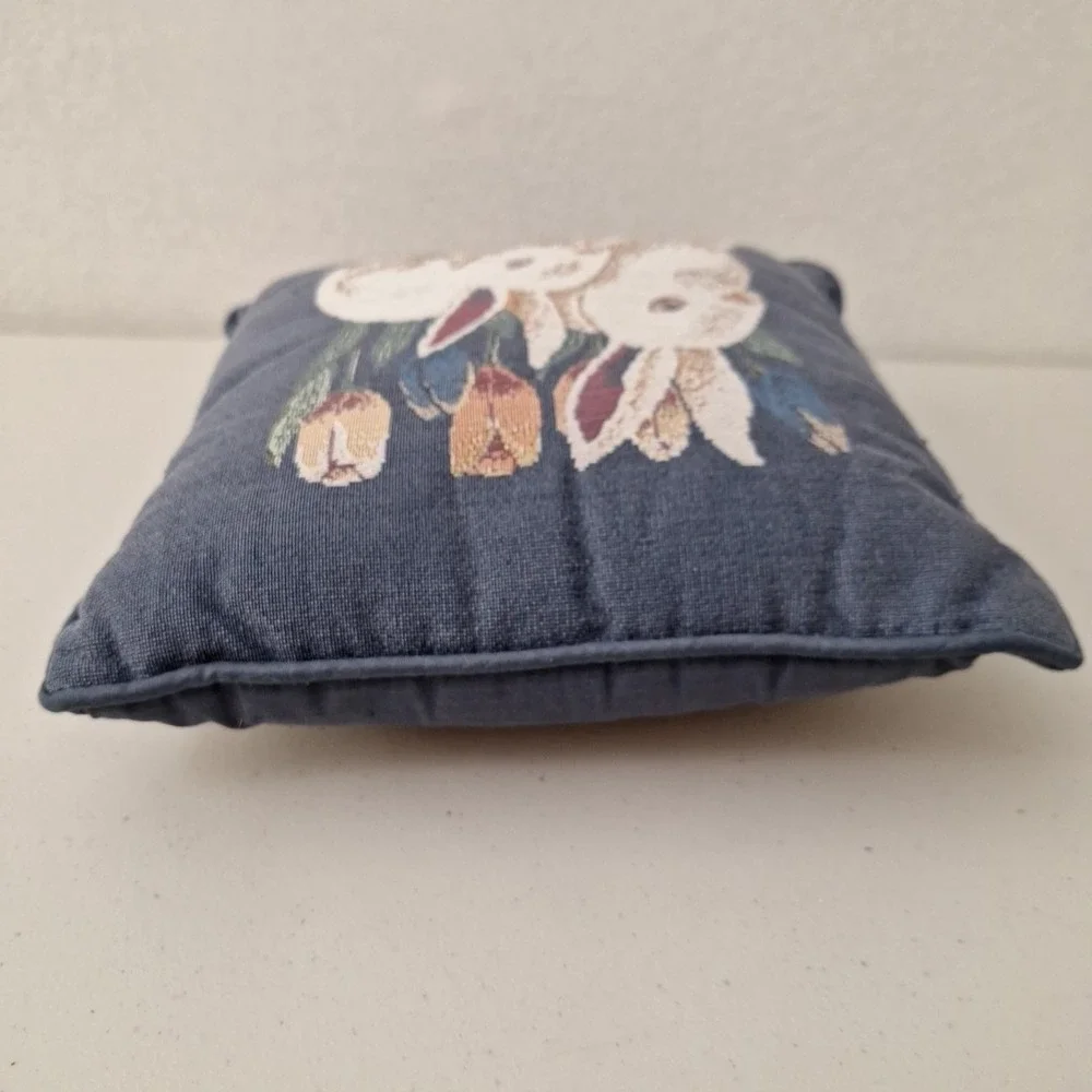 Vintage Tapestry Throw Pillow Bunny Rabbit Farmhouse Rustic Cottage Pillow 12x12